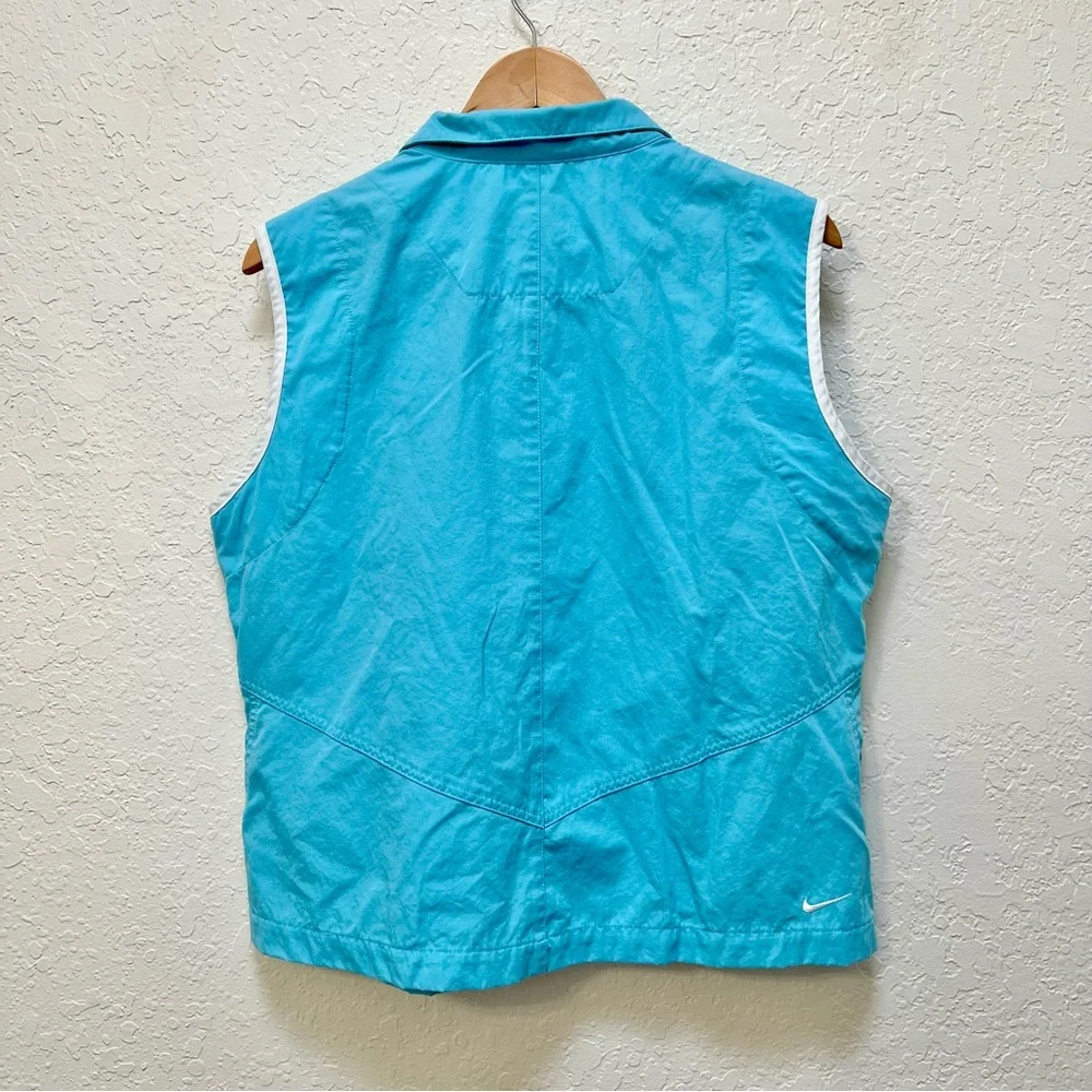 VTG Nike Womens Vest Full Zip Sleeveless Blue White Athletic Activewear Golf Y2K
